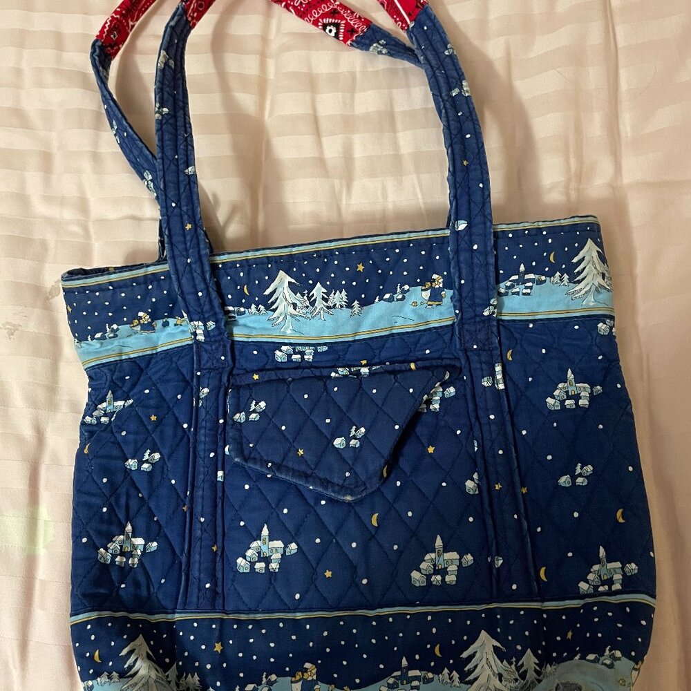 Vintage Vera Bradley tote bag in Blue Holiday print